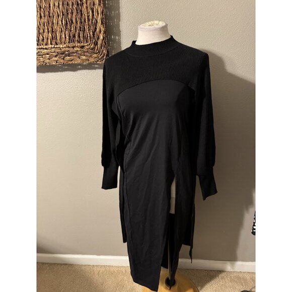 Fashion To Figure Black Cutout Ribbed Pullover Duster Sweater Plus Size 1 NWT - Picture 7 of 14